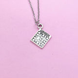 Silver Bingo Charm Necklace, Bingo Game Charm, Christmas Gift, N380