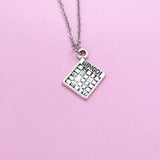 Bingo Charm Necklace, Silver Tone, Game Lover Gift