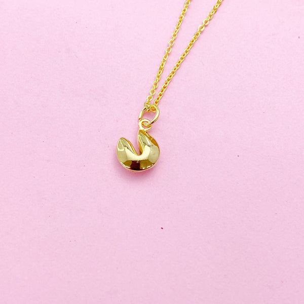 Gold Fortune Cookie Charm Necklace, N3105