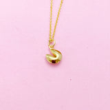 Gold Fortune Cookie Charm Necklace, N3105