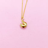 Gold Fortune Cookie Charm Necklace, N3105