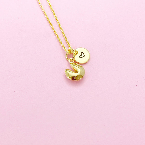 Gold Fortune Cookie Necklace, AN3105