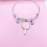Silver Pink Lollipop Charm Bracelet, AN884