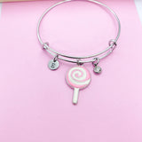 Silver Pink Lollipop Charm Bracelet, AN884