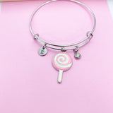 Silver Pink Lollipop Charm Bracelet, AN884