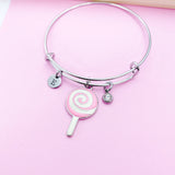 Silver Pink Lollipop Charm Bracelet, AN884