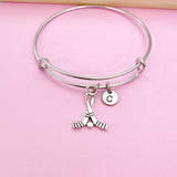 Silver Hockey Sticks Charm Bracelet, BN156