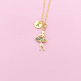 Gold Ballet Dance Girl Necklace, Ballet Necklace, Ballet Gift, Dance School Gift, Ballet School Gift, Ballet Gift, N3766