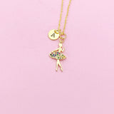 Gold Ballet Dance Girl Necklace, Ballet Necklace, Ballet Gift, Dance School Gift, Ballet School Gift, Ballet Gift, N3766