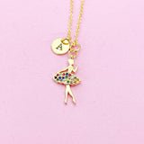 Gold Ballet Dance Girl Necklace, Ballet Necklace, Ballet Gift, Dance School Gift, Ballet School Gift, Ballet Gift, N3766