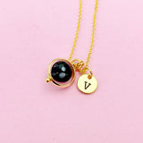 Gold Natural Snowflake Obsidian Necklace, Gemstone Jewelry N3845