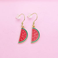 Gold Red Watermelon Charm Earrings Everyday Gifts Ideas Personalized Customized Made to Order Jewelry, AN2970