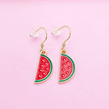 Gold Red Watermelon Charm Earrings Everyday Gifts Ideas Personalized Customized Made to Order Jewelry, AN2970