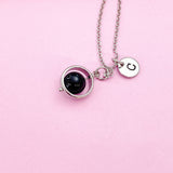 Silver Natural Obsidian Necklace, Gemstone Jewelry, N3916