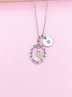 Silver Tulip Flower Charm Necklace Spring Birthday Mother's Day Gifts Ideas Personalized Customized Made to Order, N2033