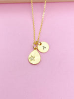 Star Necklace, Gold Teardrop Star Charm Spring Birthday Mother's Day Gifts Ideas Personalized Customized Made to Order N3562