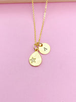 Star Necklace, Gold Teardrop Star Charm Spring Birthday Mother's Day Gifts Ideas Personalized Customized Made to Order N3562