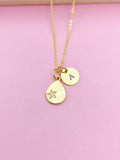 Gold Teardrop Star Initial Necklace, Personalized Charm Necklace, N3562