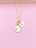 Gold Teardrop Star Initial Necklace, Personalized Charm Necklace, N3562
