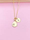 Star Necklace, Gold Teardrop Star Charm Spring Birthday Mother's Day Gifts Ideas Personalized Customized Made to Order N3562