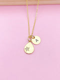 Gold Teardrop Star Initial Necklace, Personalized Charm Necklace, N3562