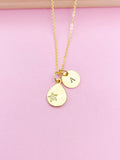 Gold Teardrop Star Initial Necklace, Personalized Charm Necklace, N3562