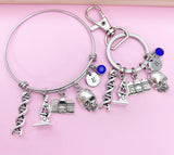 Crime Scene Investigation Bangle or Keychain, DNA, Microscope, Camera, Forensic Science Specialist, Scientist Gift, N4759