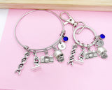 Crime Scene Investigation Bangle or Keychain, DNA, Microscope, Camera, Forensic Science Specialist, Scientist Gift, N4759