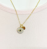 Gold Evil Eye Necklace, Initial Charm, Personalized Jewelry