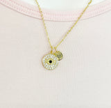 Gold Evil Eye Necklace, Initial Charm, Personalized Jewelry