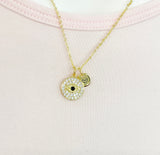 Gold Evil Eye Charm Necklace Birthday Mother's Day Gifts Ideas Personalized Customized Made to Order, N5555