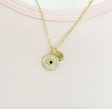 Gold Evil Eye Necklace, Initial Charm, Personalized Jewelry