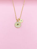 Gold Evil Eye Charm Necklace Birthday Mother's Day Gifts Ideas Personalized Customized Made to Order, N5555