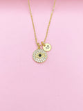 Gold Evil Eye Charm Necklace Birthday Mother's Day Gifts Ideas Personalized Customized Made to Order, N5555