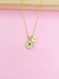Gold Evil Eye Necklace, Initial Charm, Personalized Jewelry