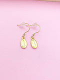 Gold Coffee Bean Dangle Earrings, Stainless Steel Hooks