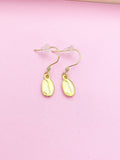 Gold Coffee Bean Dangle Earrings, Stainless Steel Hooks