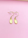 Gold Coffee Bean Dangle Earrings, Stainless Steel Hooks