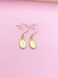 Gold Coffee Bean Dangle Earrings, Stainless Steel Hooks
