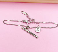 Silver Flute Charm Bracelet School Marching Band Gifts Ideas Personalized Customized Made to Order, AN1381