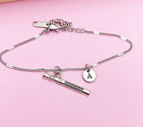 Silver Flute Charm Bracelet School Marching Band Gifts Ideas Personalized Customized Made to Order, AN1381