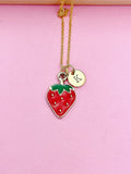Gold Strawberry Charm Necklace Graduation Birthday Mother's Day Gifts Ideas Personalized Customized Made to Order, N3583
