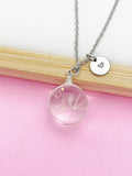 Silver Dandelion Charm Necklace, Wish Birthday Mother's Day Gifts Ideas Personalized Customized Made to Order, AN200