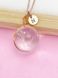 Rose Gold Dandelion Charm Wish Necklace Birthday Mother's Day Gifts Ideas Personalized Customized Made to Order, BN200