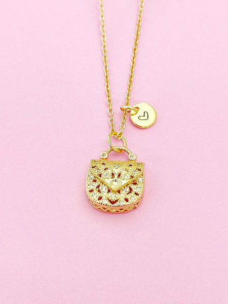 Gold Purse Handbags Charm Necklace Personalize Customize Jewelry, N4138