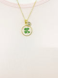 Gold Four Leaf Clover Charm Necklace Luck Birthday Best Friends Gifts Ideas Personalized Customized Made to Order, N5559