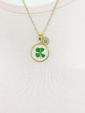 Gold Four Leaf Clover Charm Necklace Luck Birthday Best Friends Gifts Ideas Personalized Customized Made to Order, N5559