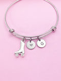 Silver Skate Charm Bracelet Teens Birthday Mother's Day Gifts Ideas Personalized Customized Made to Order, N4959A