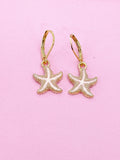 Gold Starfish Earrings, Nautical Earrings, N3190