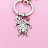 Turtle Charm Keychain, Sea Turtle Love Pet Travel Gifts Ideas, Personalized Made to Order Jewelry, N5567